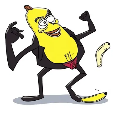 In the cartoon, the villain slipped on a wafer-thin banana peel and fell with a comedic thud.
