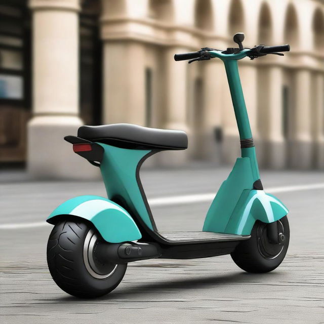 Create a large, two-wheel scooter with sufficient seating for two people, designed to resemble a robust, muscular structure