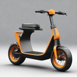 Design a large, muscular two-wheeler scooter with seating capacity for two persons, embodying a robust structure and athletic build