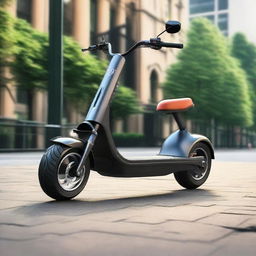 Design a muscular, large-size two-wheel electric scooter with the capacity for two passengers, embodying the robustness and power of a strong physique