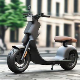 Design a muscular, large-size two-wheel electric scooter with the capacity for two passengers, embodying the robustness and power of a strong physique