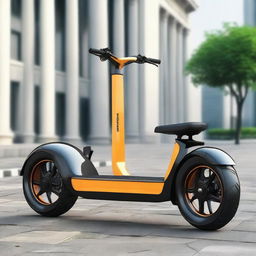 Design a muscular, large-size two-wheel electric scooter with the capacity for two passengers, embodying the robustness and power of a strong physique