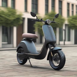 Create a large, muscular electric two-wheeler scooter designed for two passengers, featuring a robust and physically powerful aesthetic