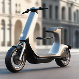 Generate an image of a large, muscular electric two-wheel scooter, designed for two-person occupancy, with a robust body reminiscent of a powerful physique