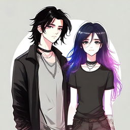 This is a high-quality digital art image featuring a cute couple