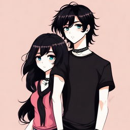 This is a high-quality digital art image featuring a cute couple