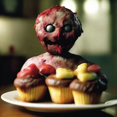 The horror movie depicted a scene where a mysterious muffin caused the main character to transform into a zombie.