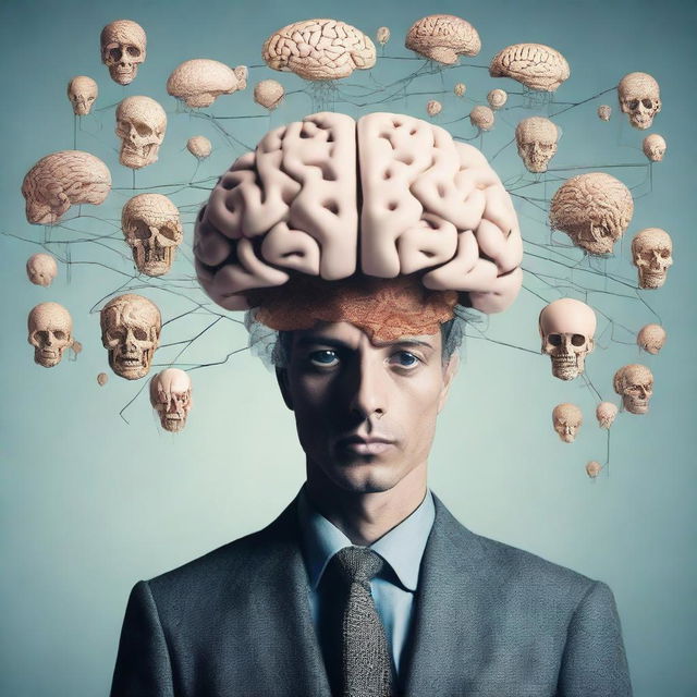 A conceptual image showing rich and poor people, showcasing a central focus on the brain, symbolic of artificial intelligence.