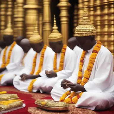 The ceremonial rituals and devotional chanting heighten the spiritual experience during religious services.