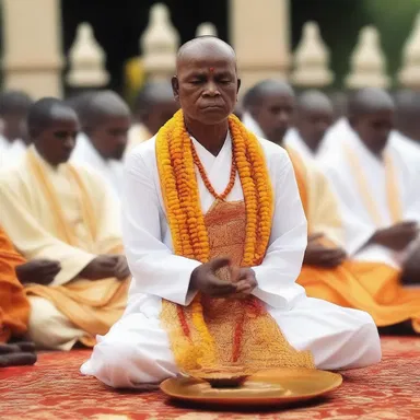 The ceremonial rituals and devotional chanting heighten the spiritual experience during religious services.