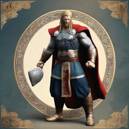 Render the character Thor from Norse mythology dressed in traditional Iranian attire, blending mythical strength with cultural aesthetics.