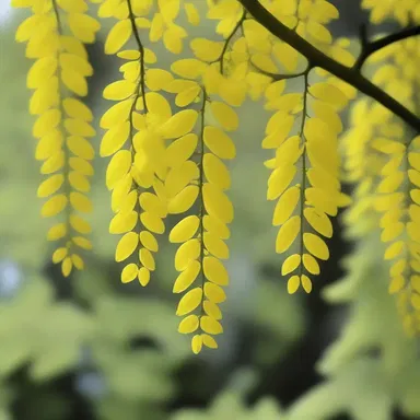 The poet described the common laburnum's cascading flowers as nature's golden tears in her famous haiku.