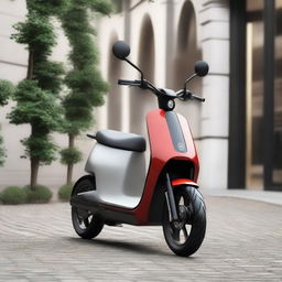 An aerodynamically shaped electric two-wheeler scooter that blends modern design and technology