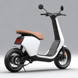 A sleek, aerodynamically designed electric two-wheeler scooter, embodying cutting-edge technology and style