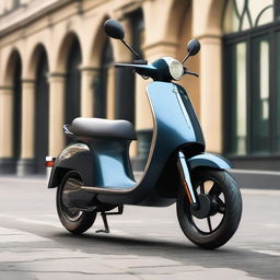 A sleek, aerodynamically designed electric two-wheeler scooter, embodying cutting-edge technology and style