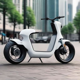 An aerodynamically designed electric two-wheeler scooter, exemplifying modern aesthetics and technology