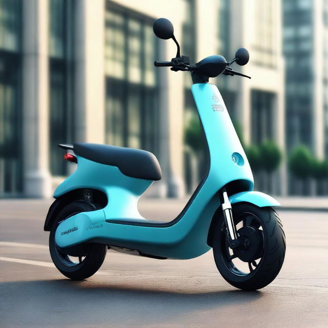 An aerodynamically designed electric two-wheeler scooter, exemplifying modern aesthetics and technology