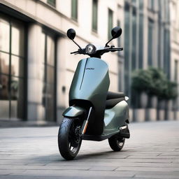 A modern electric two-wheeler scooter with a sleek, aerodynamic design