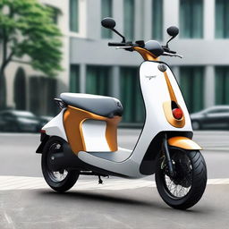 A modern electric two-wheeler scooter with a sleek, aerodynamic design