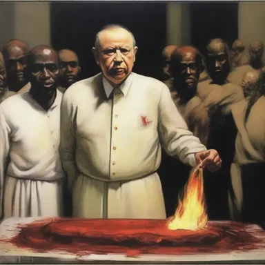 The painting displayed a powerful reproof of society's greed and corruption.