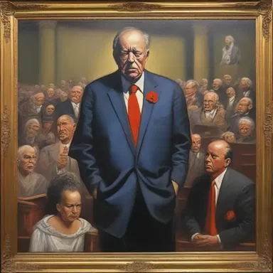 The painting displayed a powerful reproof of society's greed and corruption.
