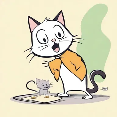 In the cartoon, the mischievous cat constantly reproves the naive mouse for his foolish actions.
