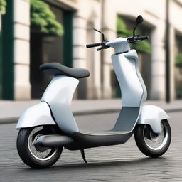 An aerodynamic, sleek electric two-wheeler scooter with a modern design, streamlined body, and smooth contours