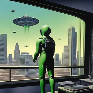 In the science fiction movie, the rubbernecker eagerly watched as aliens invaded the Earth.