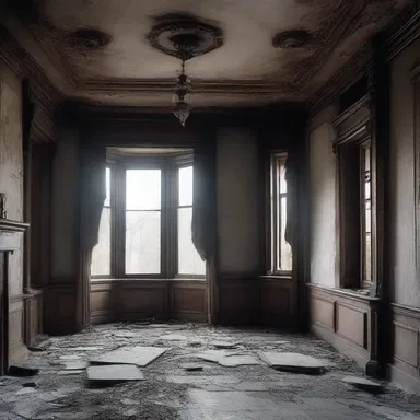 The abandoned mansion had a mysterious and fusty atmosphere, as if it was haunted by a malevolent spirit.