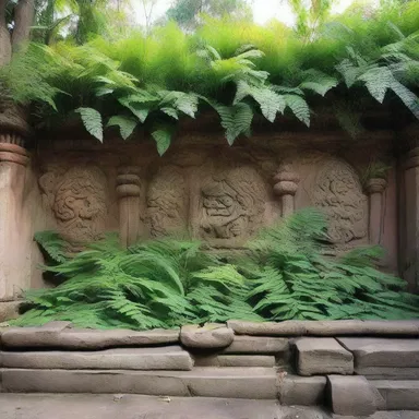 During the religious ceremony, the walls of the temple were adorned with hand ferns, symbolizing growth and renewal.