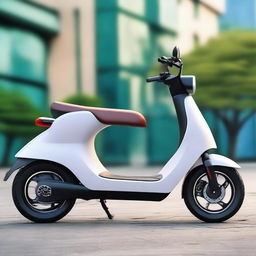 An aerodynamic, sleek electric two-wheeler scooter with a modern design, streamlined body, and smooth contours