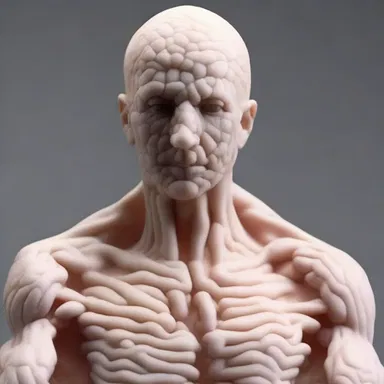 The sculpture was made using scleroprotein to create a lifelike texture.
