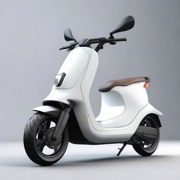 An aerodynamic, sleek electric two-wheeler scooter with a modern design, streamlined body, and smooth contours