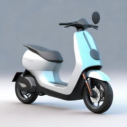 An aerodynamic, sleek electric two-wheeler scooter with a modern design, streamlined body, and smooth contours