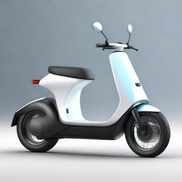 An aerodynamic, sleek electric two-wheeler scooter with a modern design, streamlined body, and smooth contours