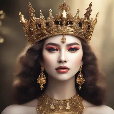 In her fantasy, she imagined herself as a powerful queen with a fetish for gold crowns.