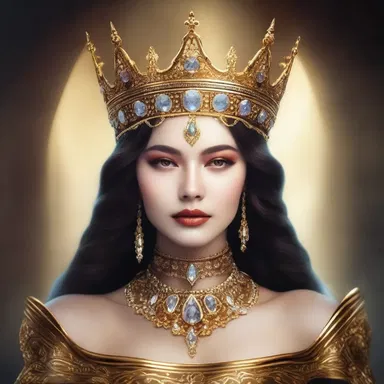 In her fantasy, she imagined herself as a powerful queen with a fetish for gold crowns.