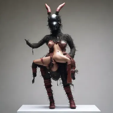 The artist used a variety of materials to create a sculpture that incorporated the theme of fetish.