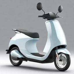 An aerodynamic, sleek electric two-wheeler scooter with a modern design, streamlined body, and smooth contours