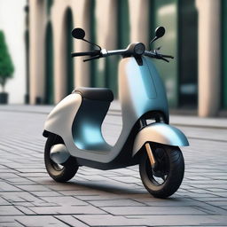 An aerodynamic, sleek electric two-wheeler scooter with a modern design, streamlined body, and smooth contours