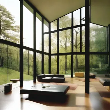 The modern house had a hulky structure with large windows and spacious rooms.