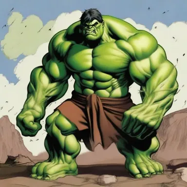 The mythical creature described in the book was depicted as a hulky beast with immense strength.