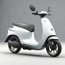 An aerodynamic, sleek electric two-wheeler scooter with a modern design, streamlined body, and smooth contours