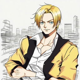 A younger version of Sanji from One Piece with his signature style as a teen.