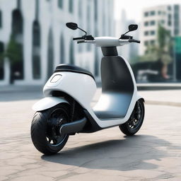 An aerodynamic, sleek electric two-wheeler scooter with a modern design, streamlined body, and smooth contours