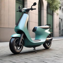 An aerodynamic, sleek electric two-wheeler scooter with a modern design, streamlined body, and smooth contours