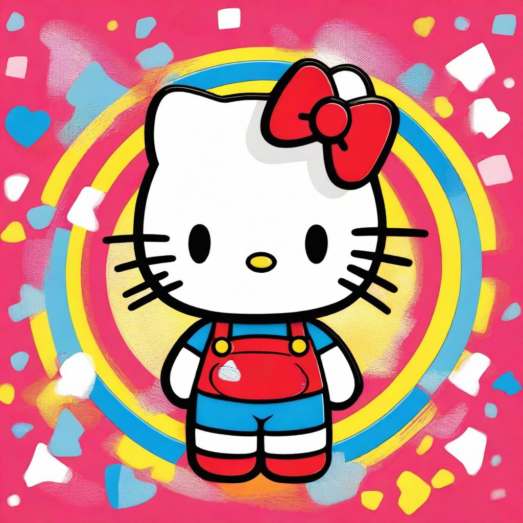 A vibrant digital art piece showcasing the iconic character, Hello Kitty