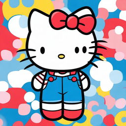 A vibrant digital art piece showcasing the iconic character, Hello Kitty
