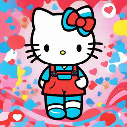 A vibrant digital art piece showcasing the iconic character, Hello Kitty