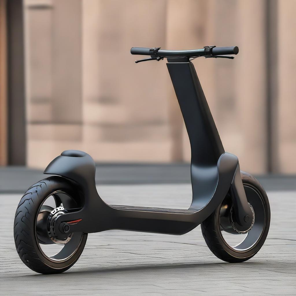 An aerodynamic, sleek electric two-wheeler scooter with a modern design, streamlined body, and smooth contours